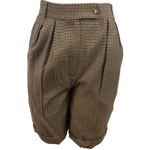 Lord + Taylor Women’s Vintage Style High-Waisted Houndstooth Pleated Shorts Sz 6 - Picture 1 of 8